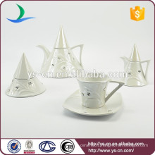 White ceramic tea and coffee set with simple design